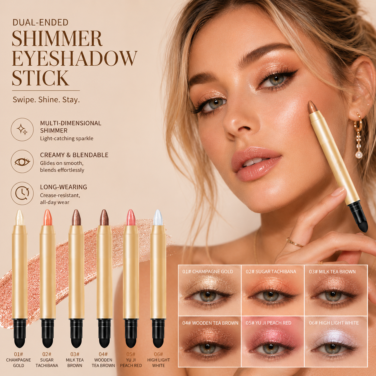 Dual-Ended Shimmer Eyeshadow Stick