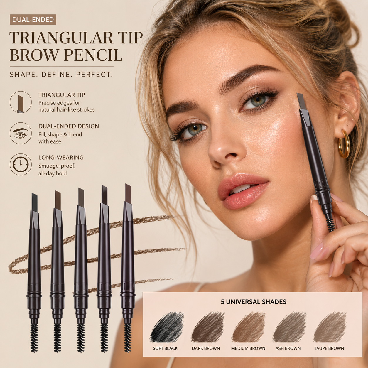Dual-Ended Triangular Tip Brow Pencil